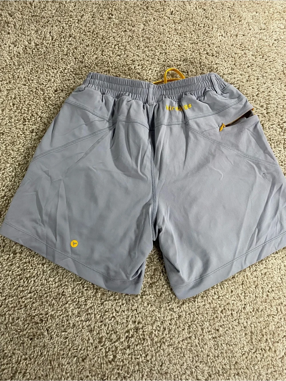 Birddogs Small Forrest Pumps 7” Shorts Light Grey Athletic with Yellow Liner